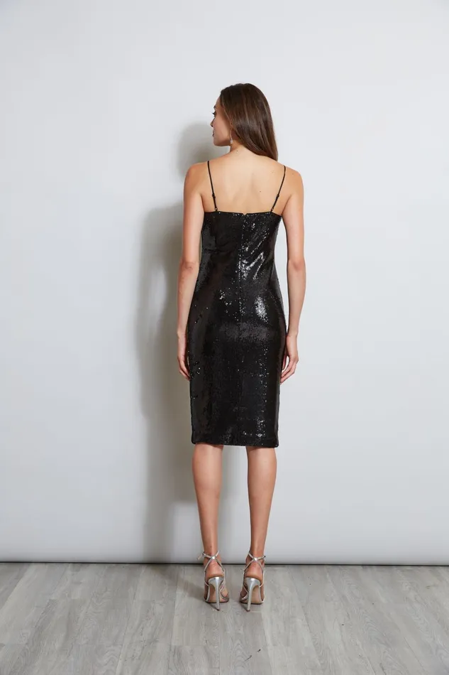Outlet 8211 Women Sleeveless Dresses Elie Tahari Sequin Slip Dress Black