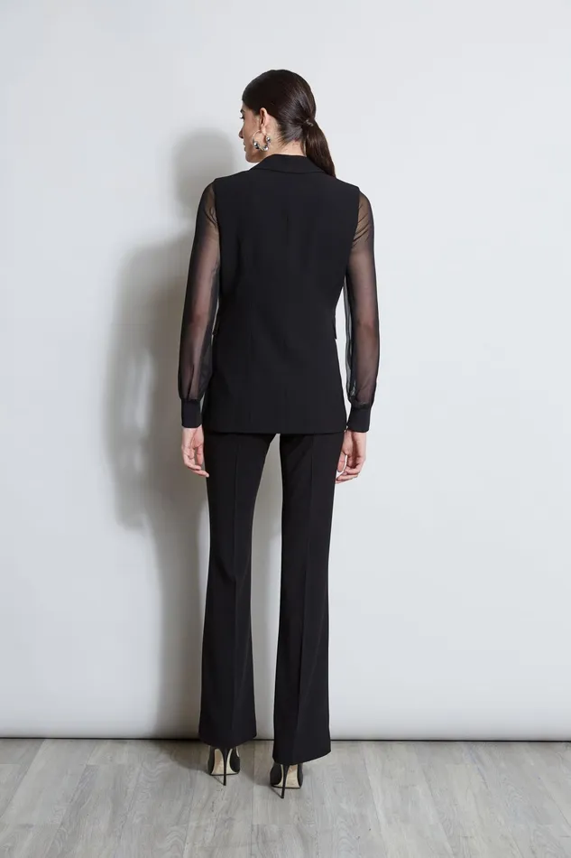 Outlet 8211 Women Suiting Elie Tahari Double Breasted Chiffon Sleeve Blazer Black