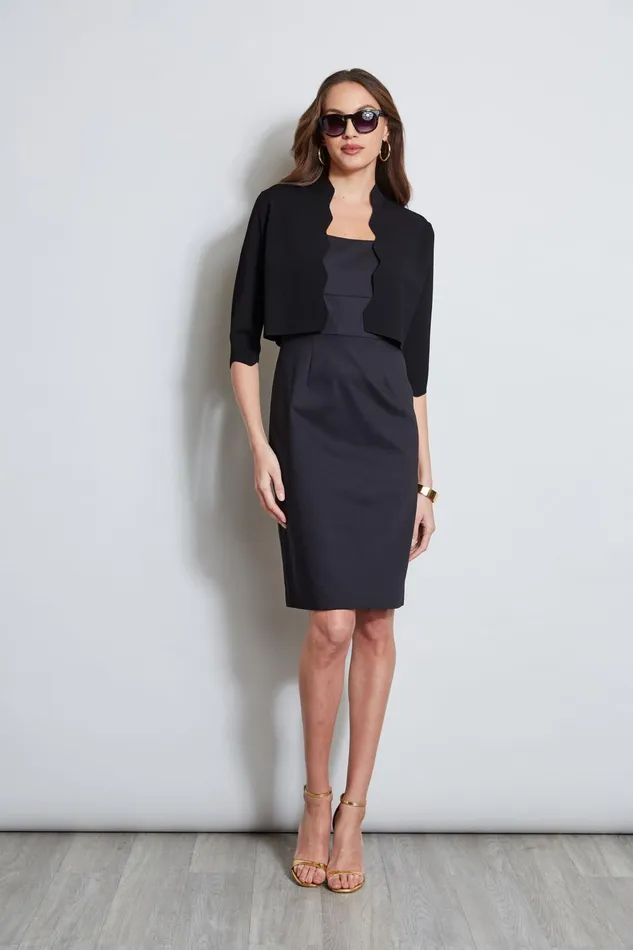 Outlet 8211 Women Suiting Elie Tahari Square Neck Slim Dress Black