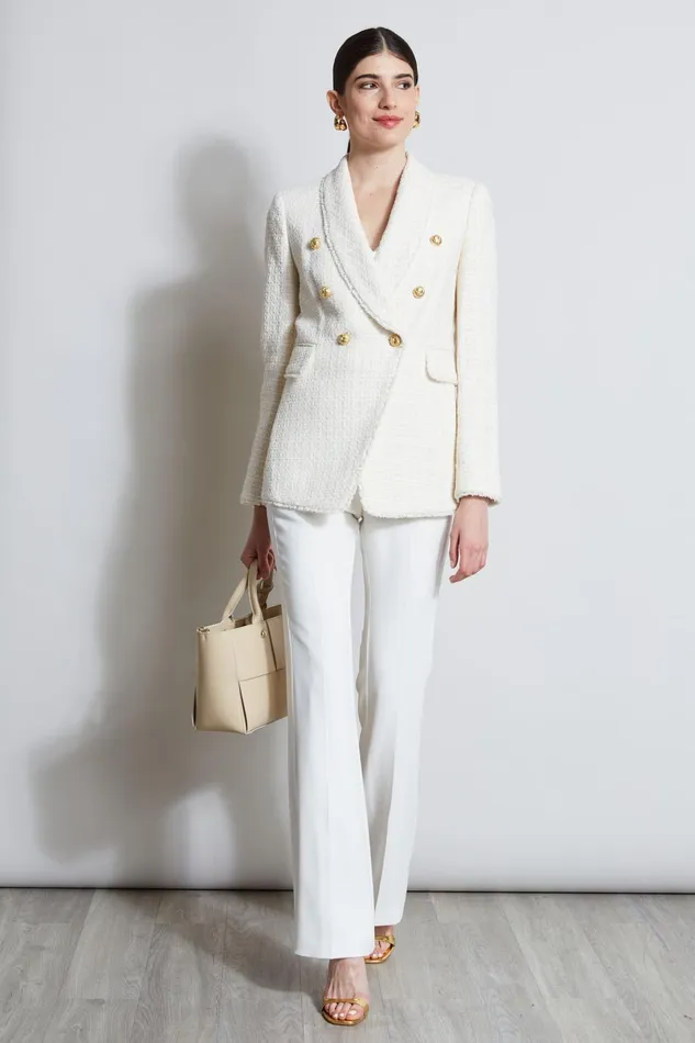 Outlet 8211 Women Suiting Elie Tahari Tweed Double Breasted Blazer Foam