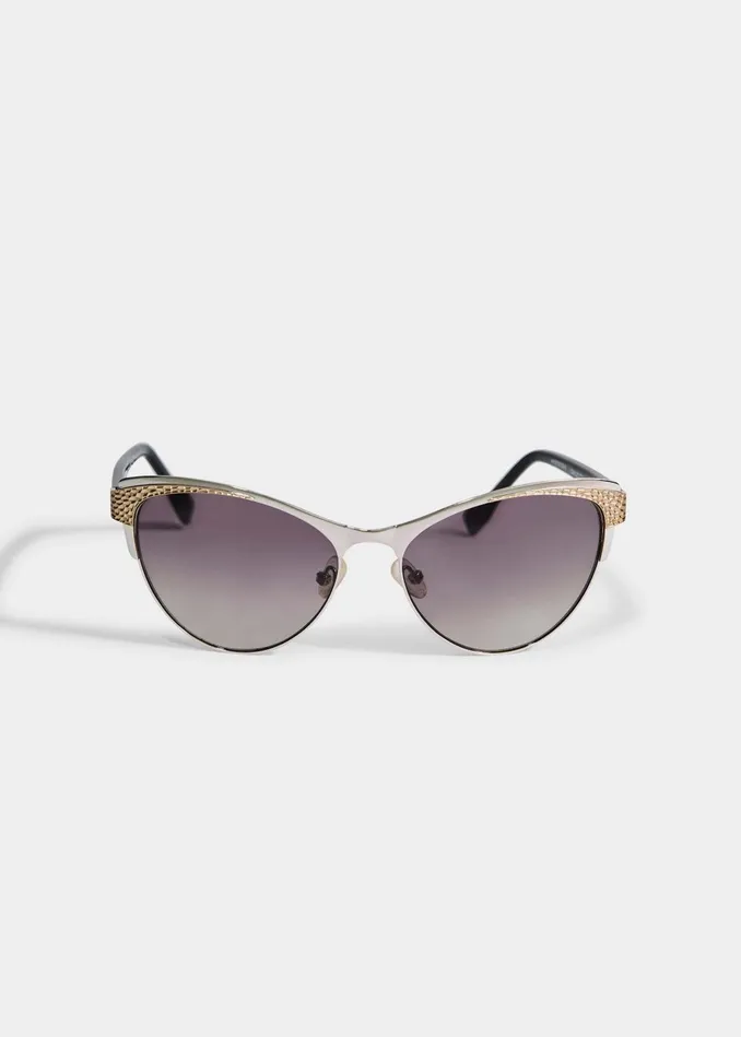 Outlet 8211 Women Sunglasses Elie Tahari Metallic Cateye Sunglasses Silver Gold