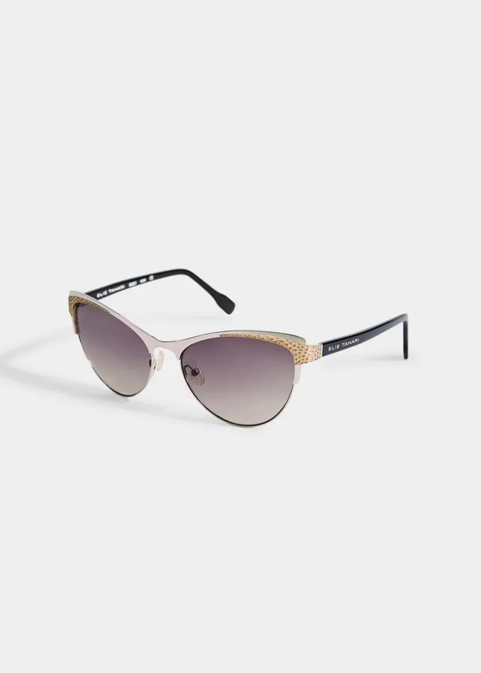 Outlet 8211 Women Sunglasses Elie Tahari Metallic Cateye Sunglasses Silver Gold