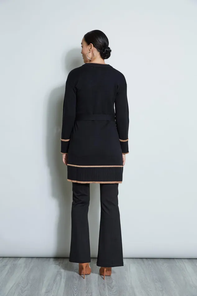 Outlet 8211 Women Tops Elie Tahari Contrast Cardigan Noirfossil