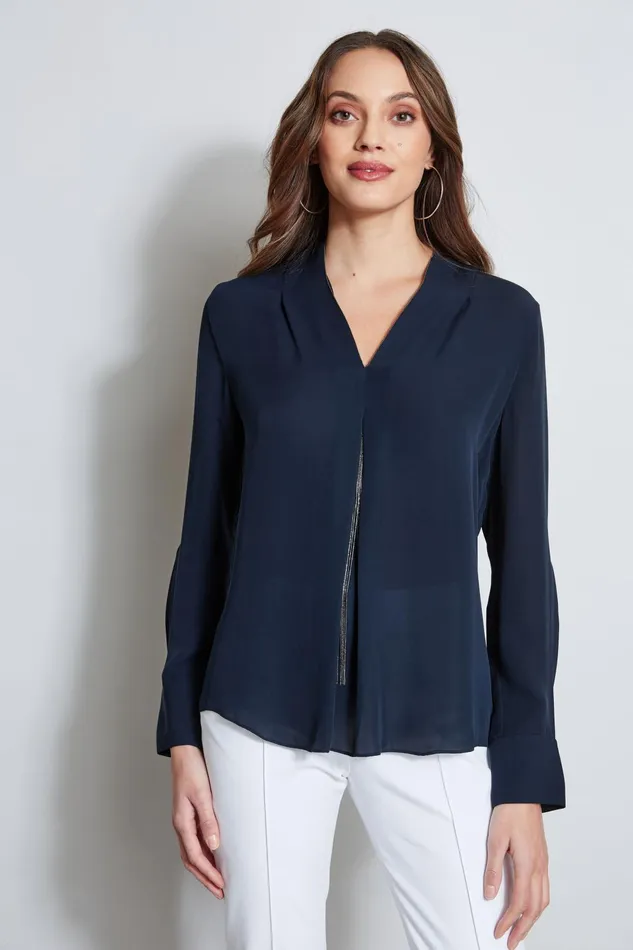 Outlet 8211 Women Tops Elie Tahari Long Sleeve Chain Shirt Stargazer