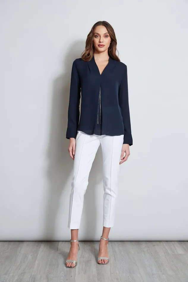 Outlet 8211 Women Tops Elie Tahari Long Sleeve Chain Shirt Stargazer