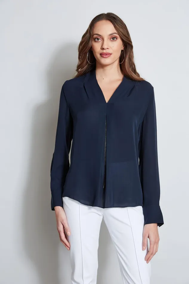 Outlet 8211 Women Tops Elie Tahari Long Sleeve Chain Shirt Stargazer