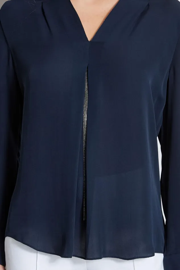 Outlet 8211 Women Tops Elie Tahari Long Sleeve Chain Shirt Stargazer