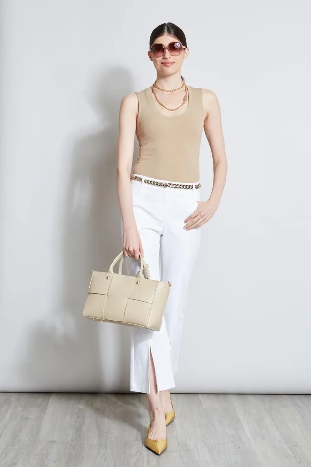 Outlet 8211 Women Tops Elie Tahari Rib Knit Scoop Tank Top Sandcastle