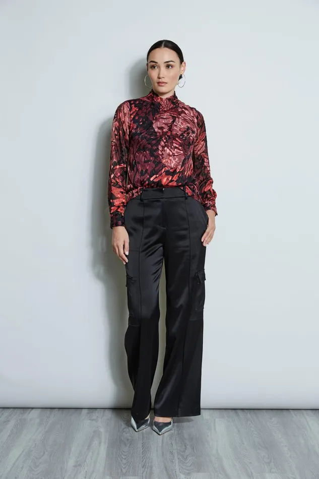 Outlet 8211 Women Tops Elie Tahari Silk Burnout Twist Blouse Monarch Burnout