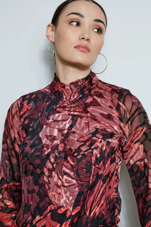 Outlet 8211 Women Tops Elie Tahari Silk Burnout Twist Blouse Monarch Burnout