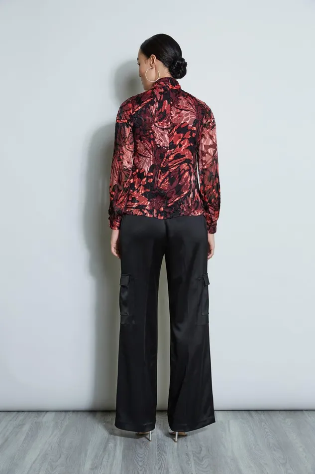 Outlet 8211 Women Tops Elie Tahari Silk Burnout Twist Blouse Monarch Burnout