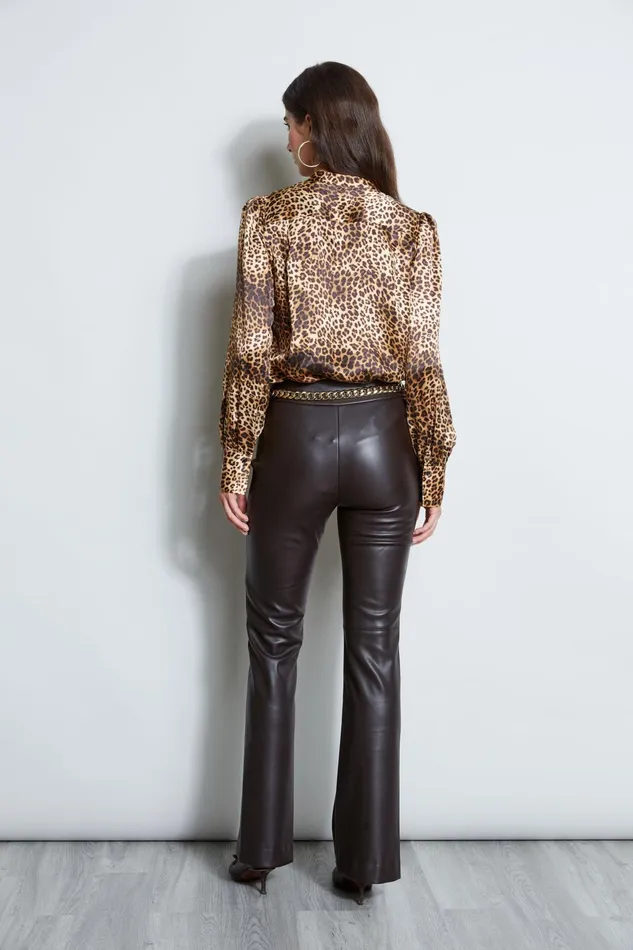 Outlet 8211 Women Tops Elie Tahari Silk Ocelot Print Shirt Multi