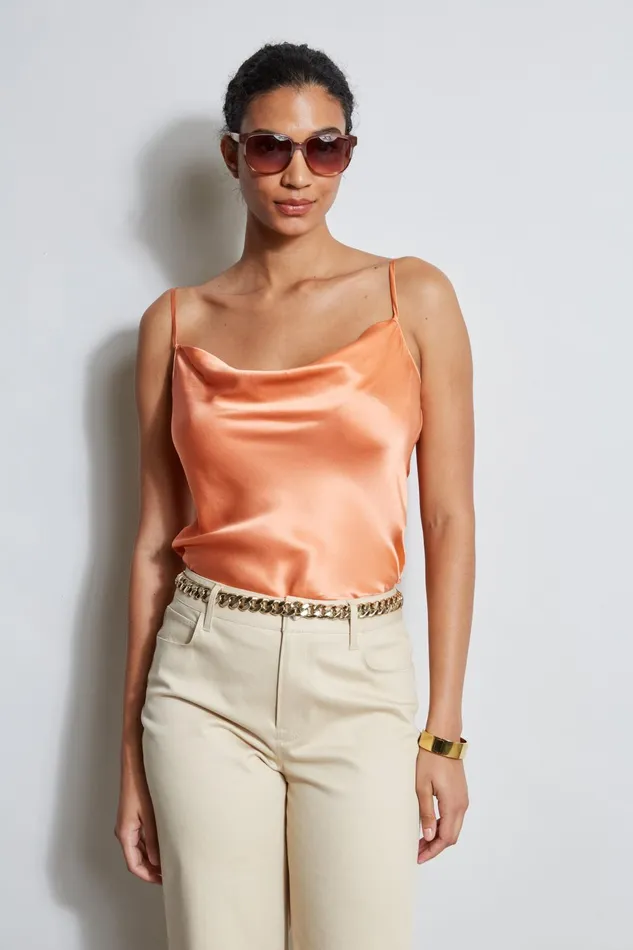 Outlet 8211 Women Tops Elie Tahari Silk Satin Cami Tangerine