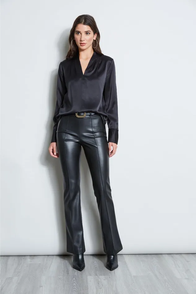 Outlet 8211 Women Tops Elie Tahari Silk Satin Contour Neck Shirt Black