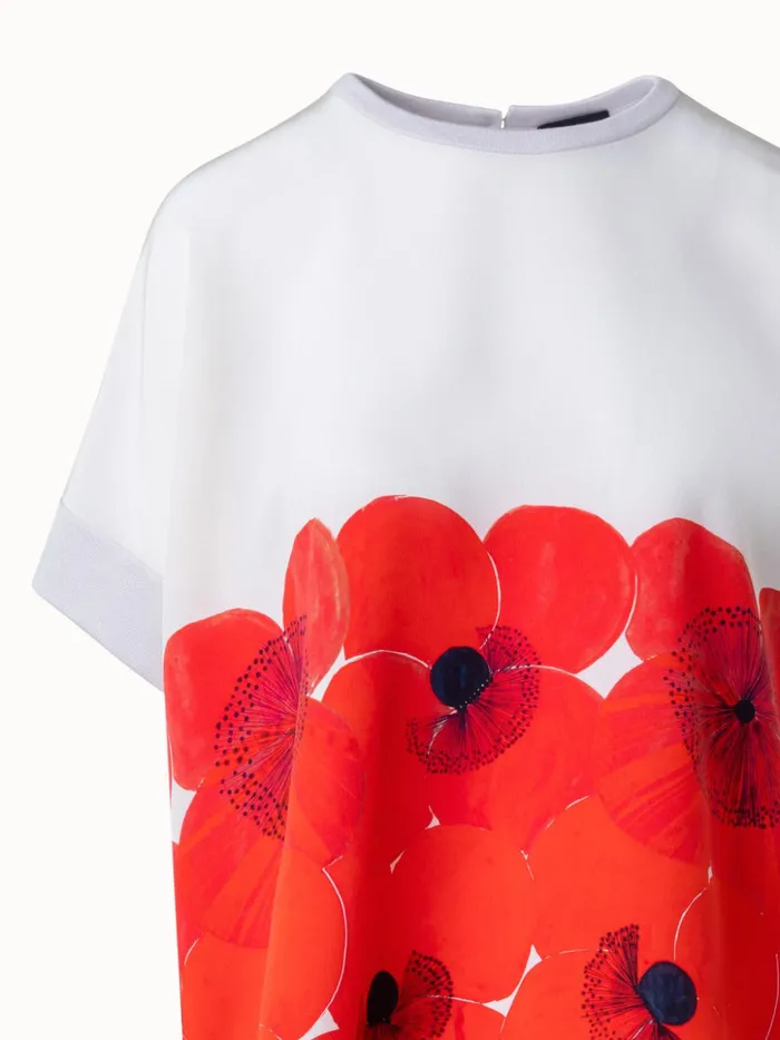 Oversize Silk Knit Blouse With Poppy Print Poppygreige Women Akris Knitwear