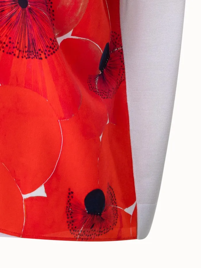 Oversize Silk Knit Blouse With Poppy Print Poppygreige Women Akris Knitwear