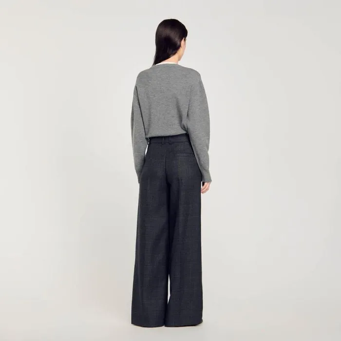 Pants and Shorts Women SANDRO Checked Suit Trousers Dark Grey