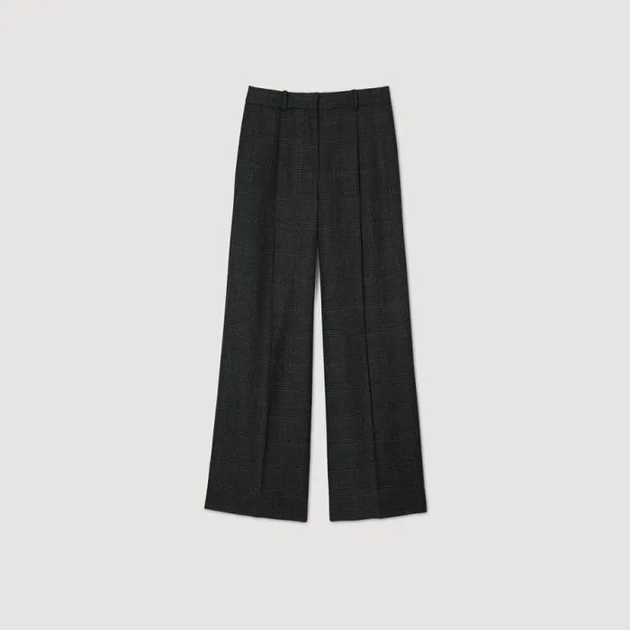 Pants and Shorts Women SANDRO Checked Suit Trousers Dark Grey