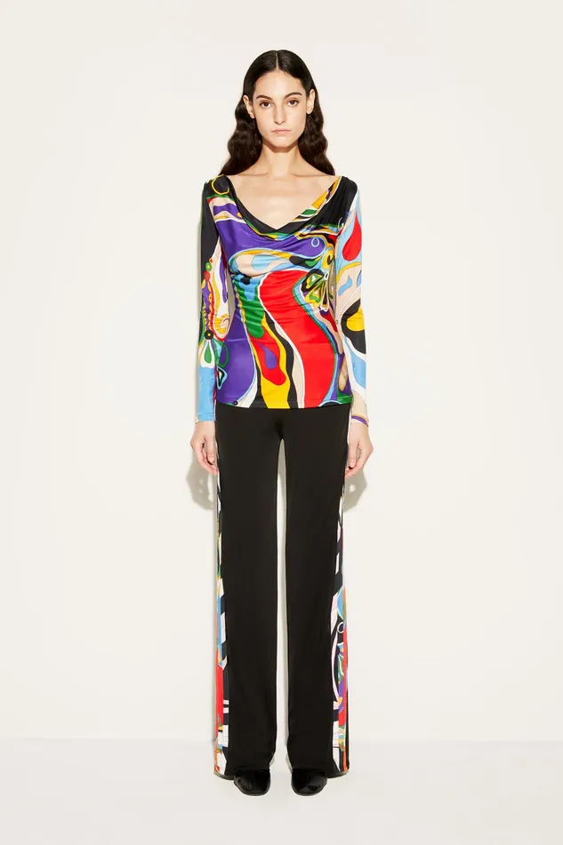 Pants And Shorts Women PUCCI Iride And OrchideePrint Trousers