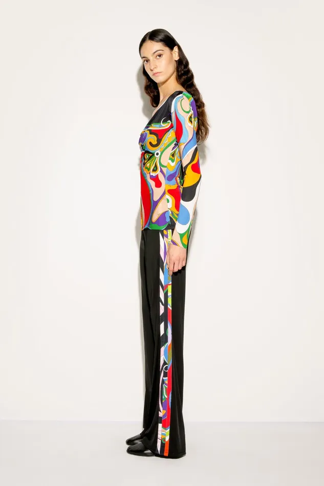 Pants And Shorts Women PUCCI Iride And OrchideePrint Trousers