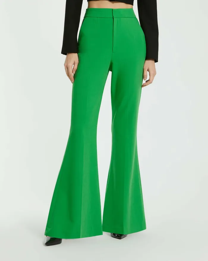 Pants Mac Duggal Women Spring Green Classic Crepe Flared Leg Trouser Pant 8211 FINAL SALE Spring Green