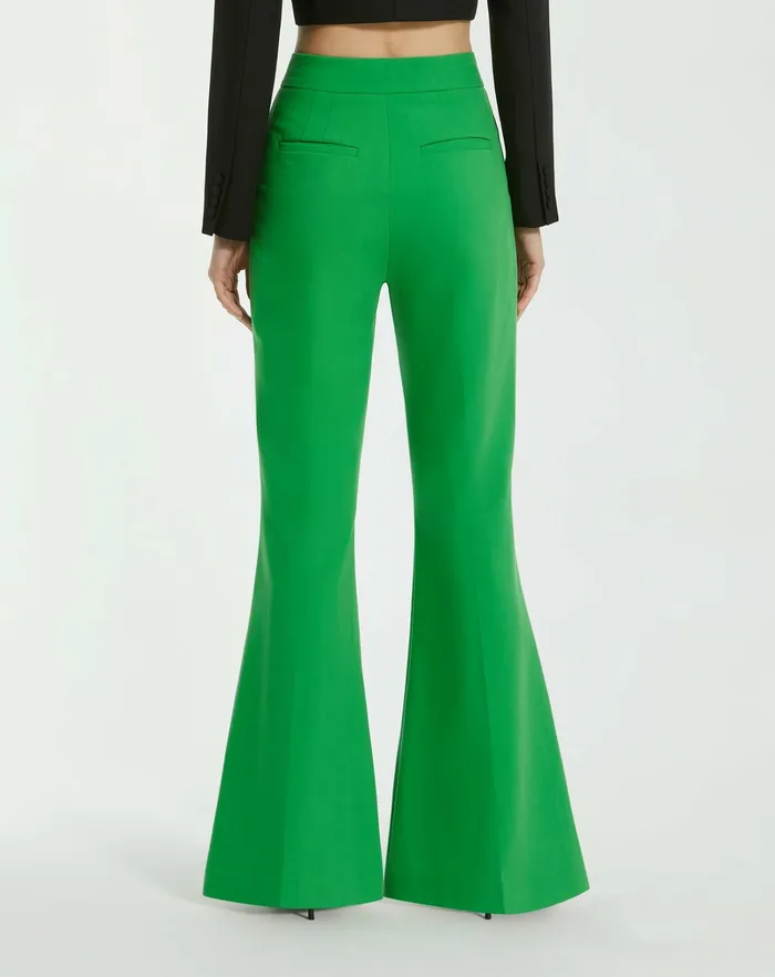 Pants Mac Duggal Women Spring Green Classic Crepe Flared Leg Trouser Pant 8211 FINAL SALE Spring Green