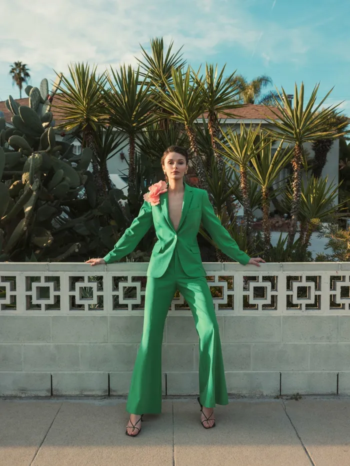 Pants Mac Duggal Women Spring Green Classic Crepe Flared Leg Trouser Pant 8211 FINAL SALE Spring Green