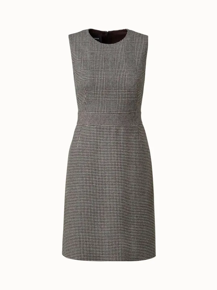 Pattern Mix Cashmere Sheath Dress Greigeblack Women Akris Dresses