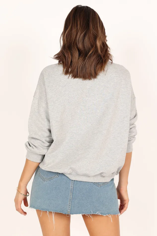 petalandpup Brooklyn NY Embroidered Sweatshirt 8211 Heather Grey Heather Grey Women Loungewear