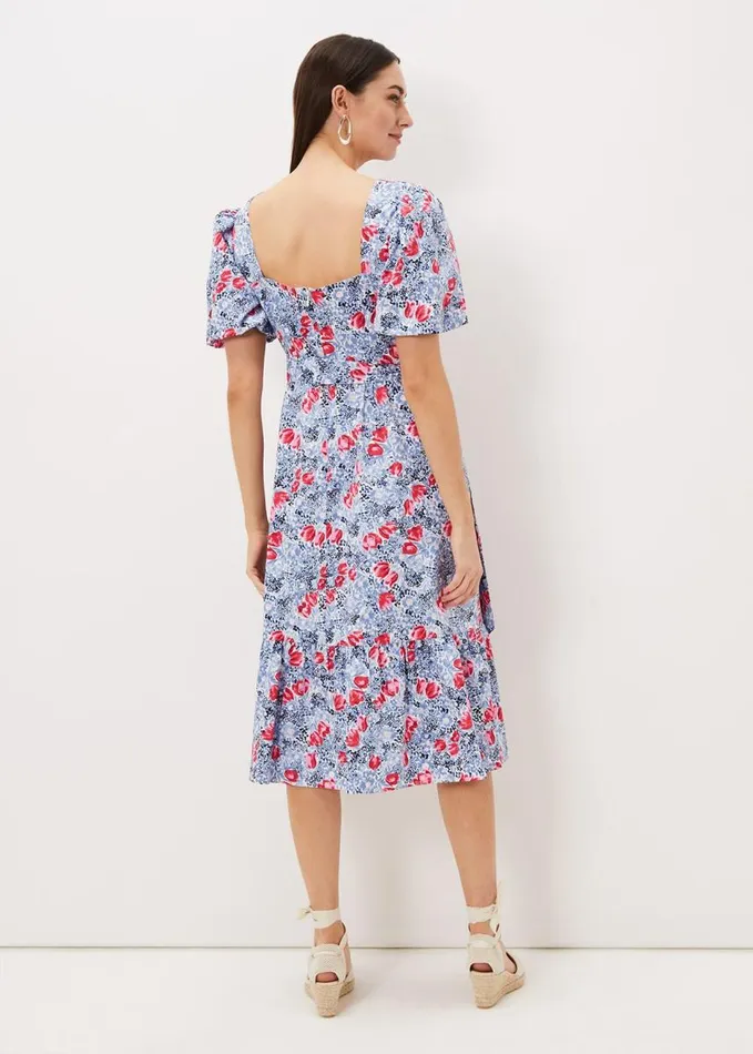 Phase Eight Abbiana Cotton Floral Midi Dress Multicoloured Women Dresses