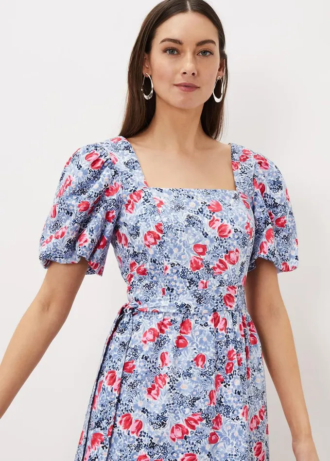 Phase Eight Abbiana Cotton Floral Midi Dress Multicoloured Women Dresses