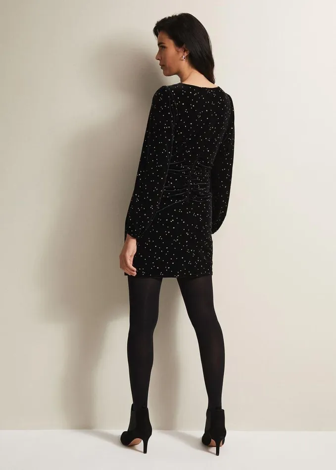Phase Eight Adele Velvet Mini Dress Black Women Dresses