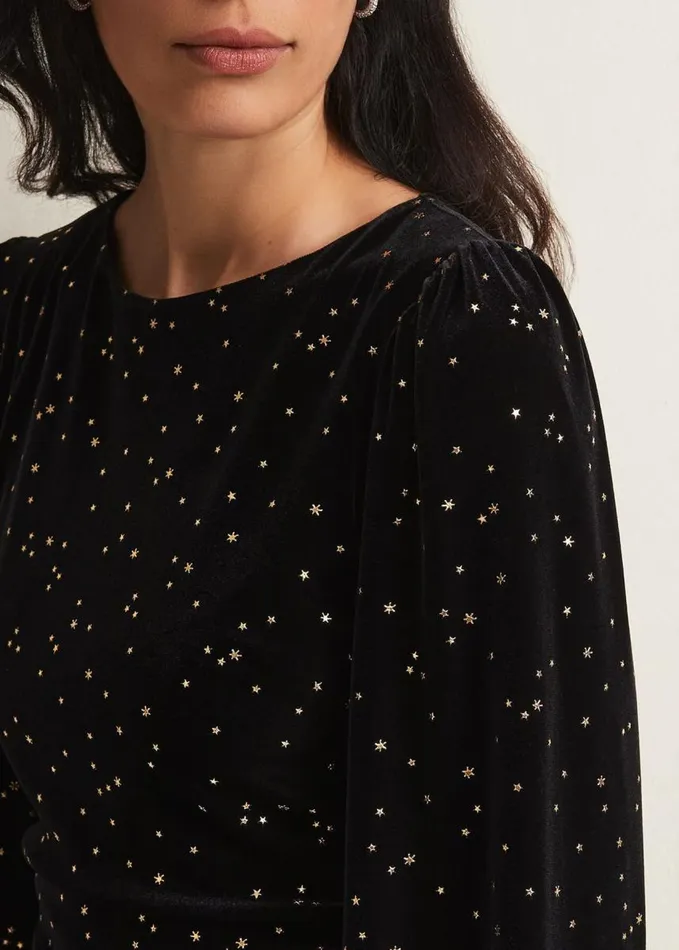 Phase Eight Adele Velvet Mini Dress Black Women Dresses