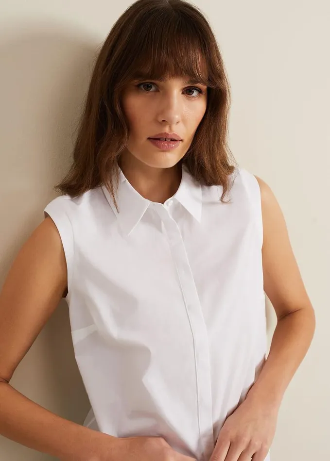 Phase Eight Aimee Sleeveless Shirt White Women Shirts and Blouses