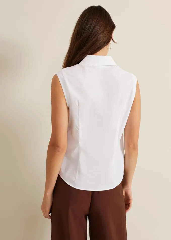 Phase Eight Aimee Sleeveless Shirt White Women Shirts and Blouses