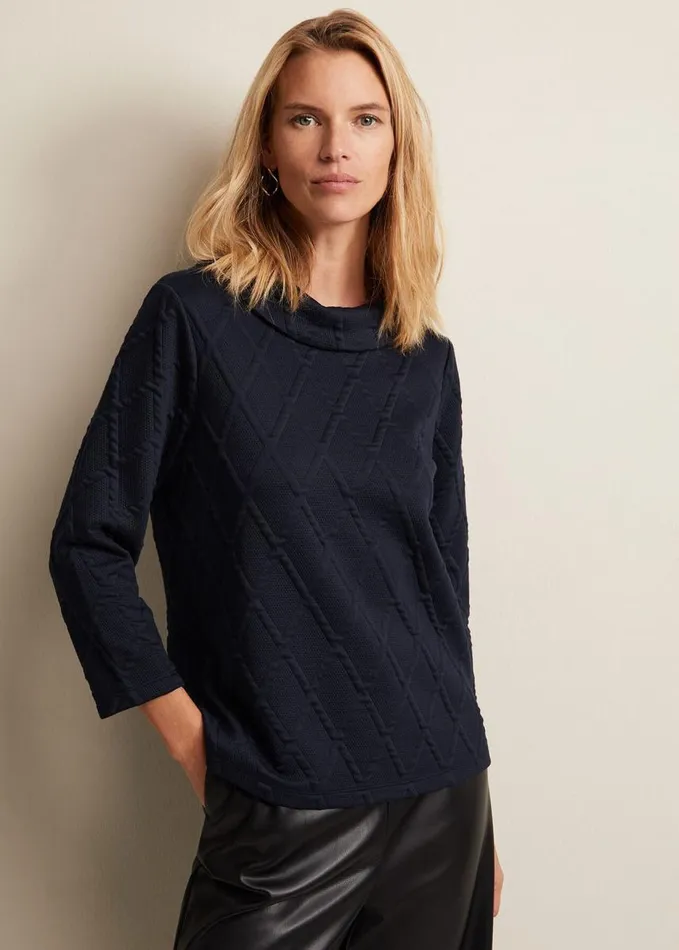 Phase Eight Alira Textured Top Navy Women Tops and TShirts