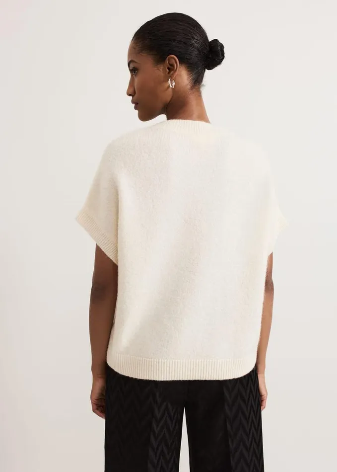 Phase Eight Allie Tabard Jewelled Top Ivory Women Knitwear