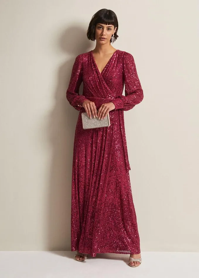 Phase Eight Amily Pink Sequin Maxi Dress Pink Women Dresses