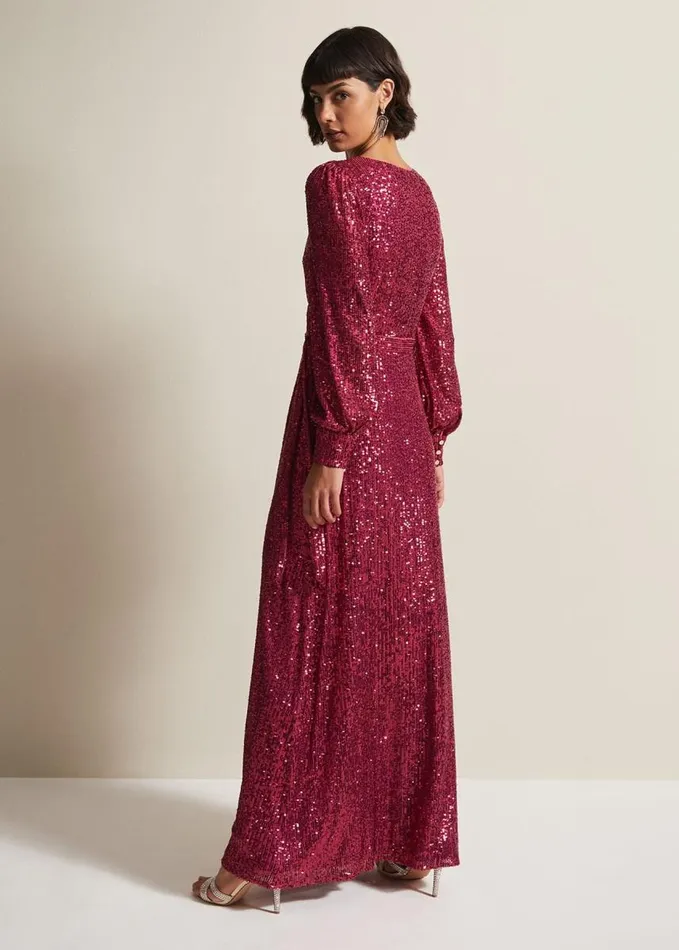Phase Eight Amily Pink Sequin Maxi Dress Pink Women Dresses