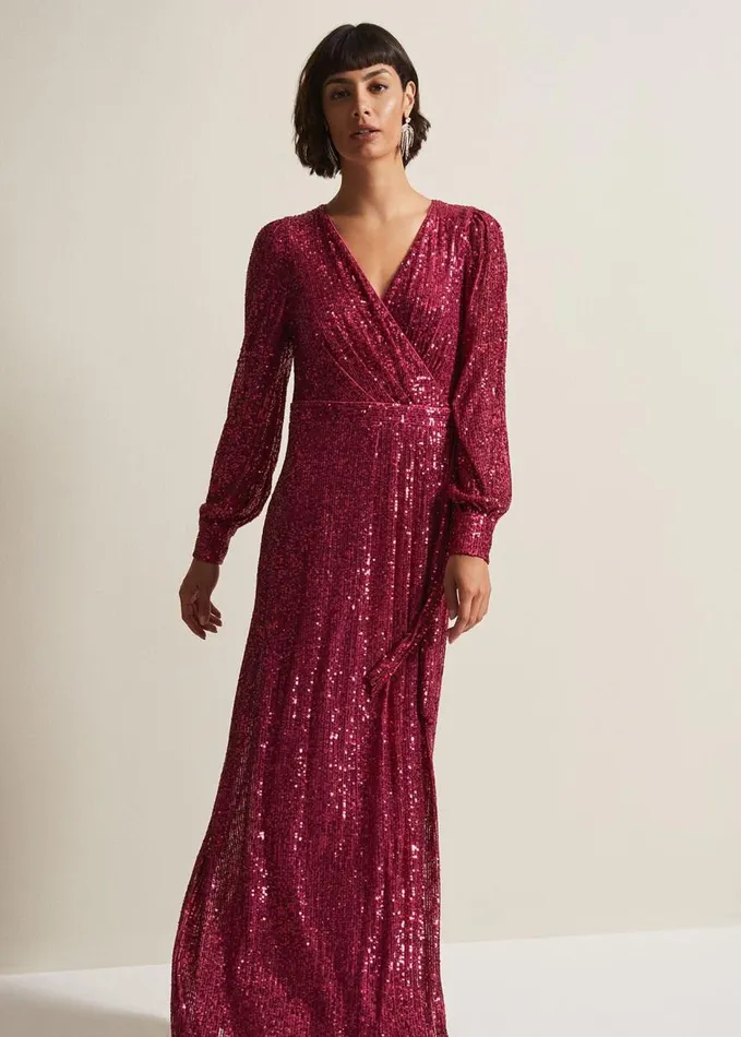 Phase Eight Amily Pink Sequin Maxi Dress Pink Women Dresses