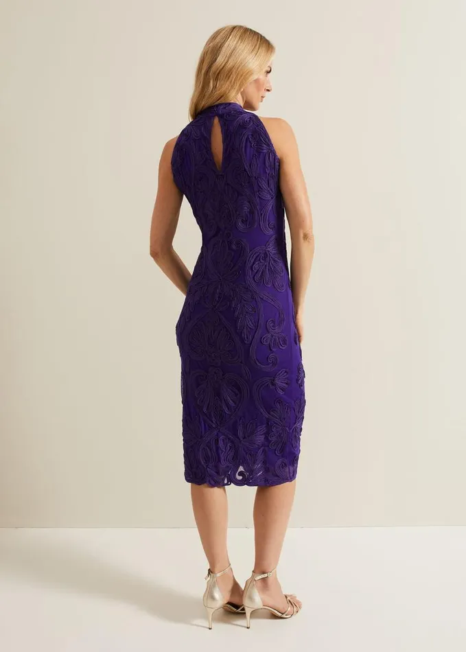 Phase Eight Andrea Tapework Dress Violet Women Dresses