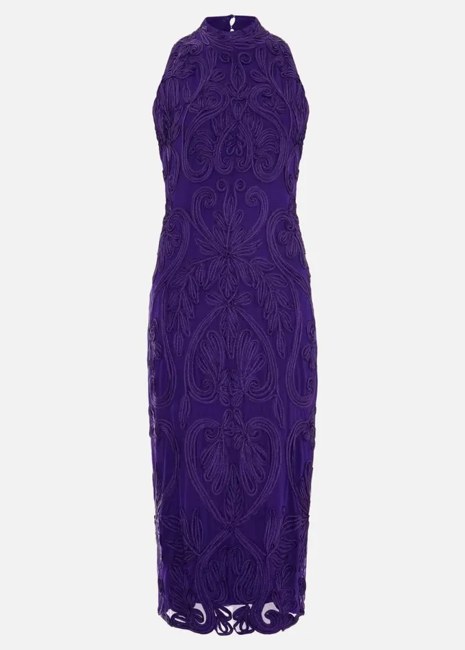 Phase Eight Andrea Tapework Dress Violet Women Dresses