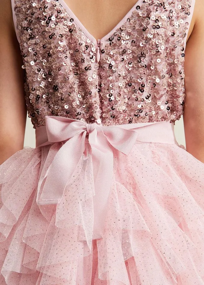Phase Eight Andrina Sequin Ruffle Dress Pale Pink Women Dresses