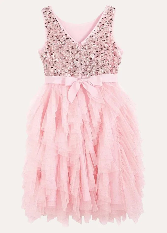 Phase Eight Andrina Sequin Ruffle Dress Pale Pink Women Dresses