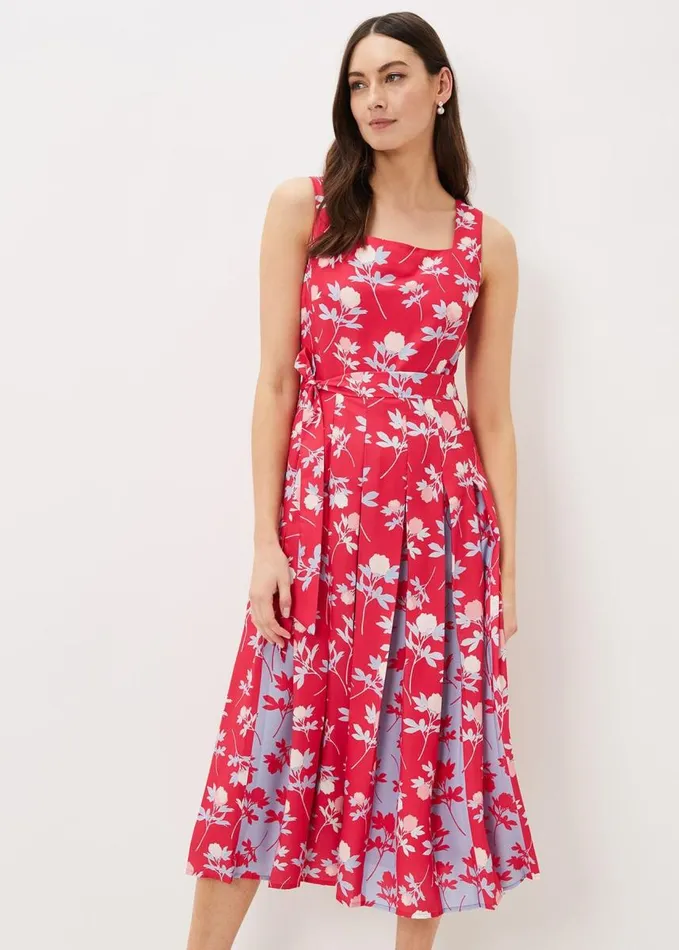 Phase Eight Antonella Print Fit And Flare Dress Lipstickpale Blue Women Dresses