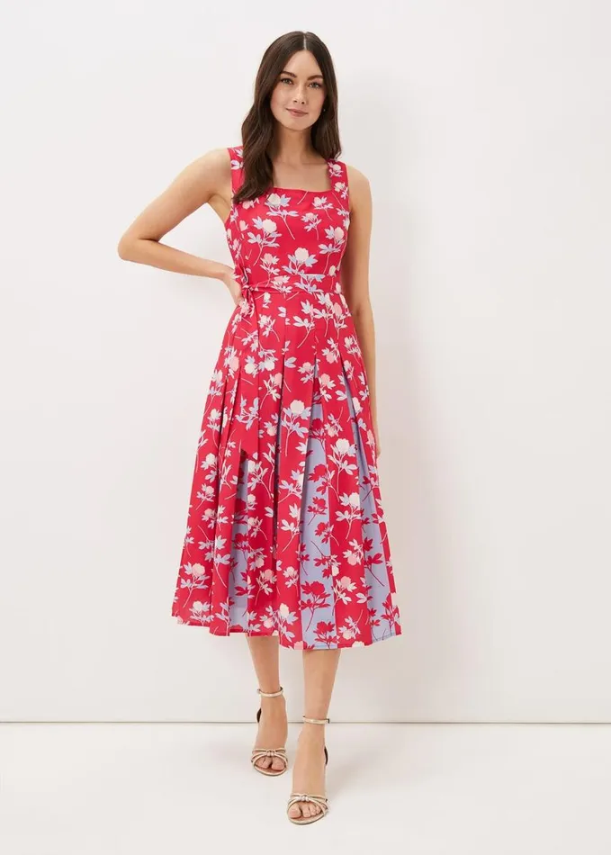 Phase Eight Antonella Print Fit And Flare Dress Lipstickpale Blue Women Dresses