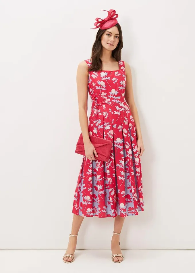 Phase Eight Antonella Print Fit And Flare Dress Lipstickpale Blue Women Dresses