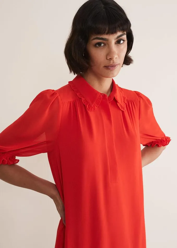 Phase Eight April Chiffon Mini Dress Red Women Dresses