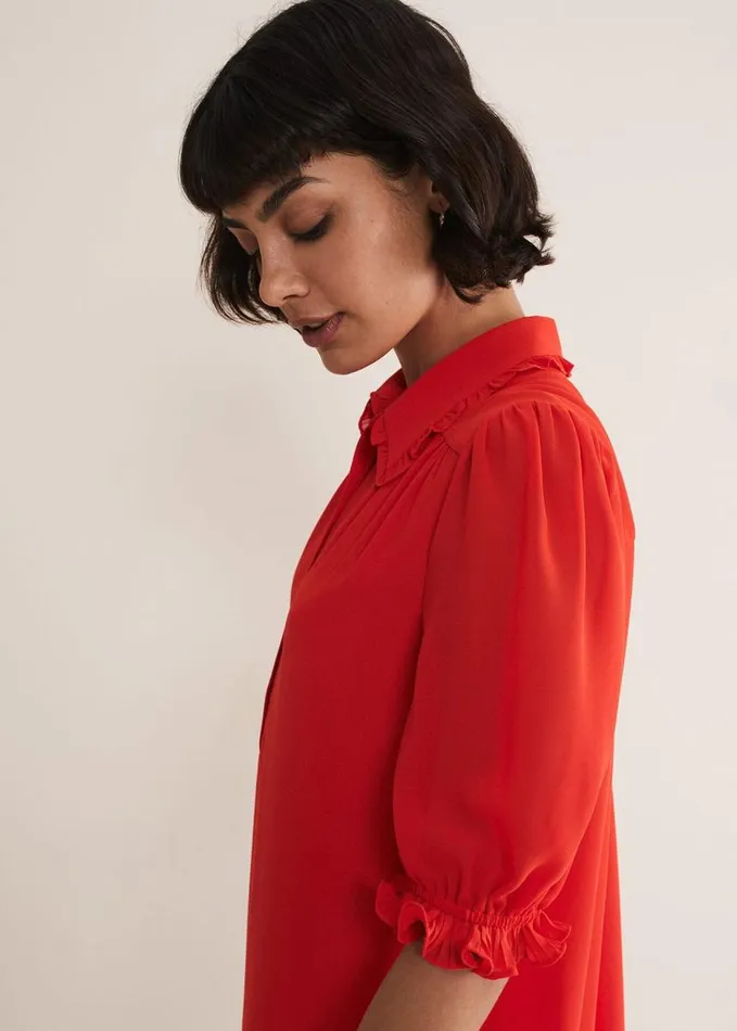 Phase Eight April Chiffon Mini Dress Red Women Dresses