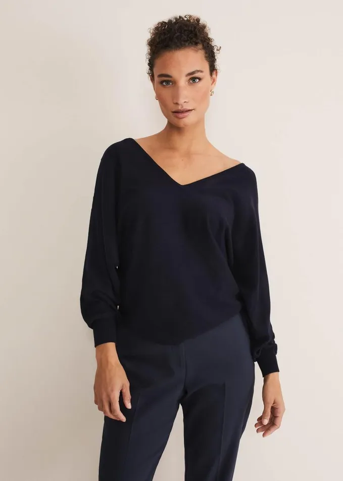 Phase Eight Ariana Embellished Top Midnight Women Knitwear